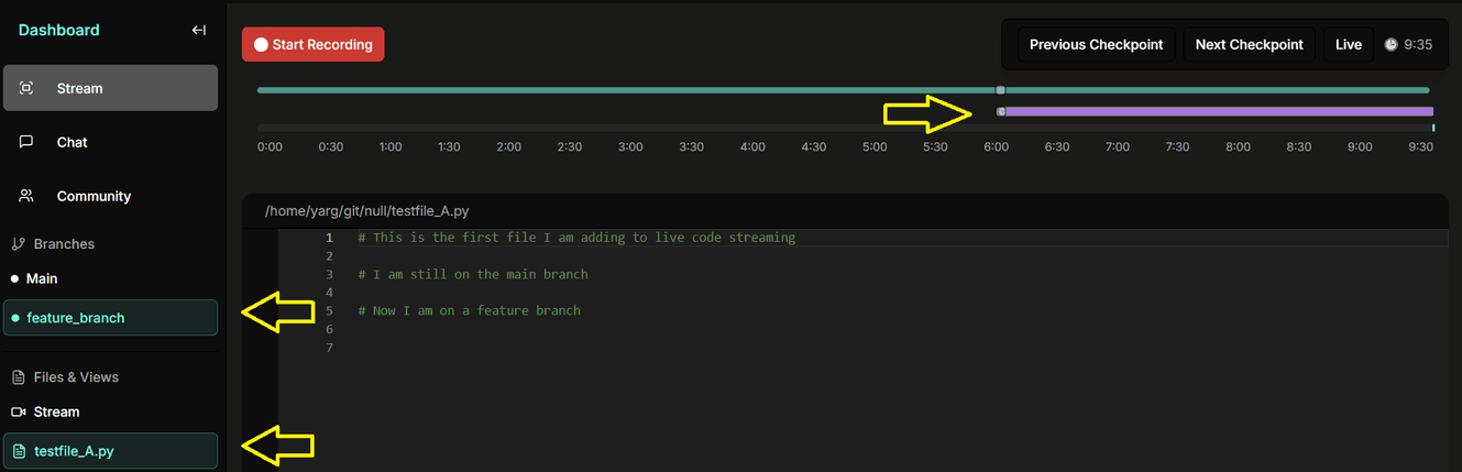 Branch timeline view