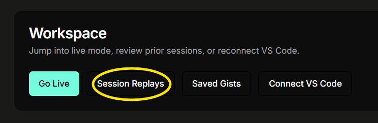 Session replays in workspace