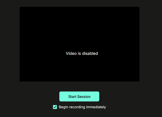 Start session dashboard